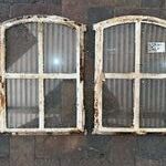 2x Gebogen 4-ruits stalramen, Historisch, wit/roest, 34 cm breed; 45-5